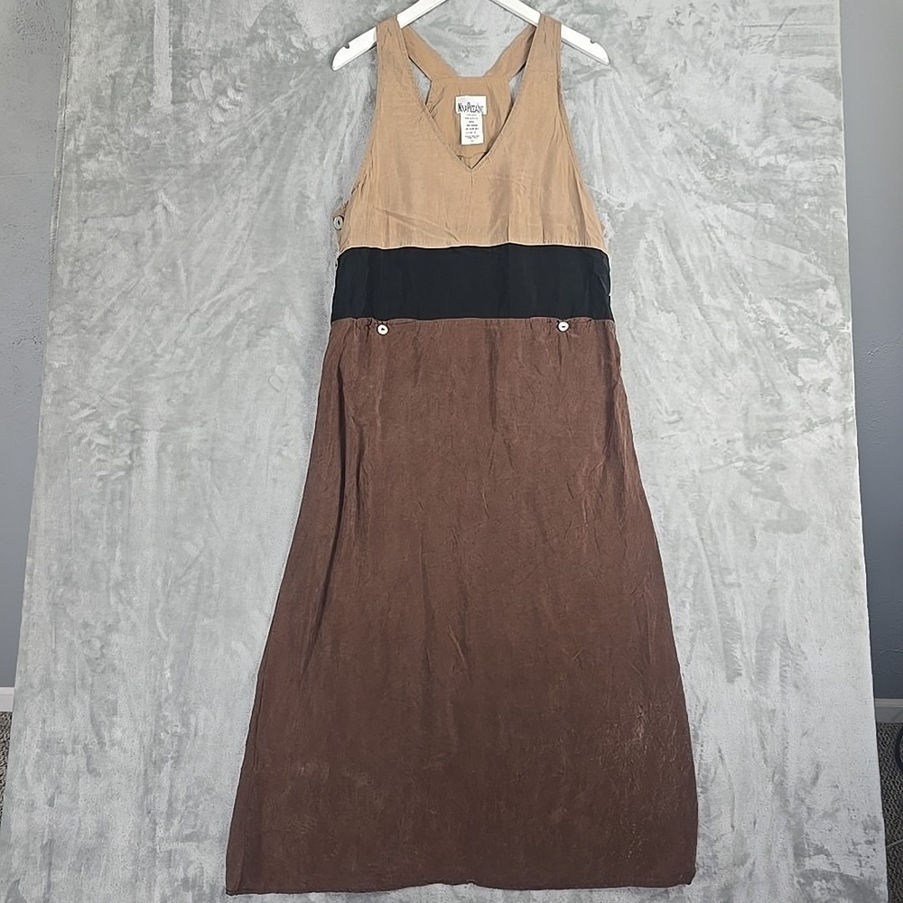 Nina Piccalino Bemberg‎ Artsy Maxi Dress 8 Brown Black Fairy Grunge